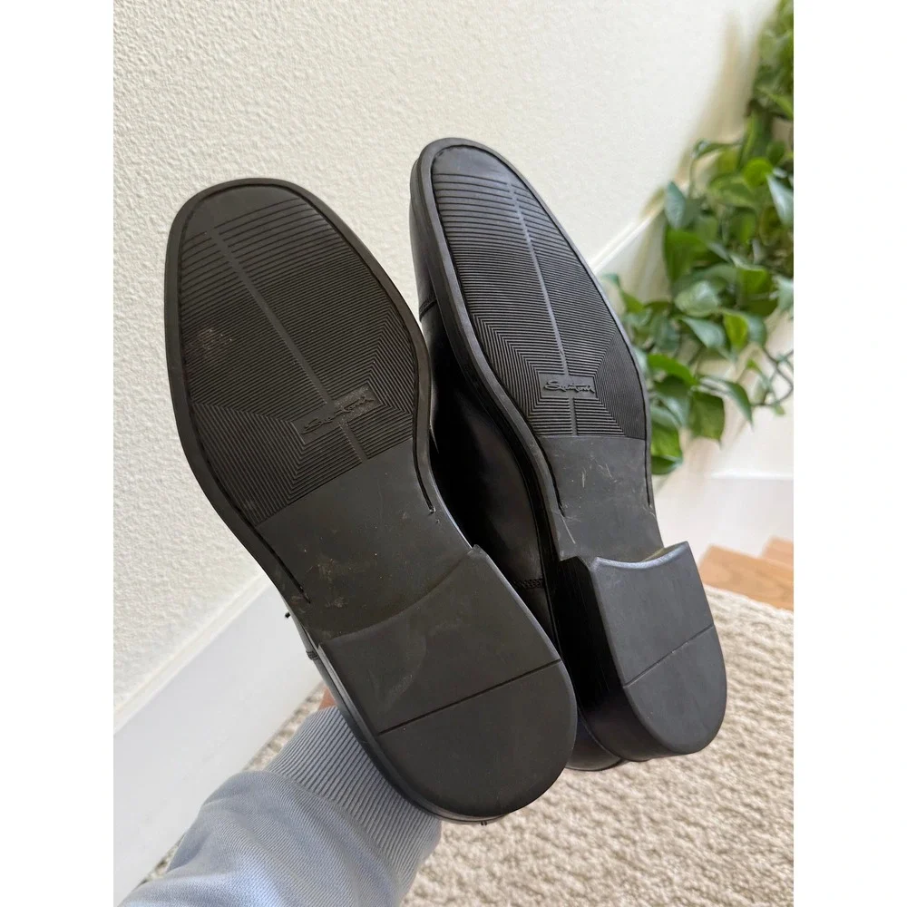 Santoni Cap Toe Oxford Men‎ 9.5 Black Leather Dress Shoes Made in Italy LUXURY